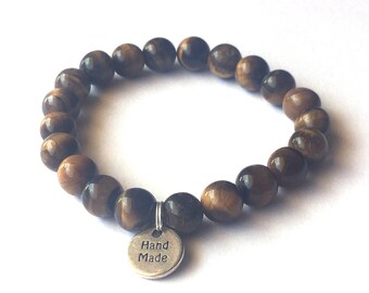 Tiger Eye Bracelet, Man Tiger Eye Bracelet, Healing Bracelet, Semi-precious Stone , Bracelet Made to Measure,Handmade Man Bracelet,Boy Cuff.