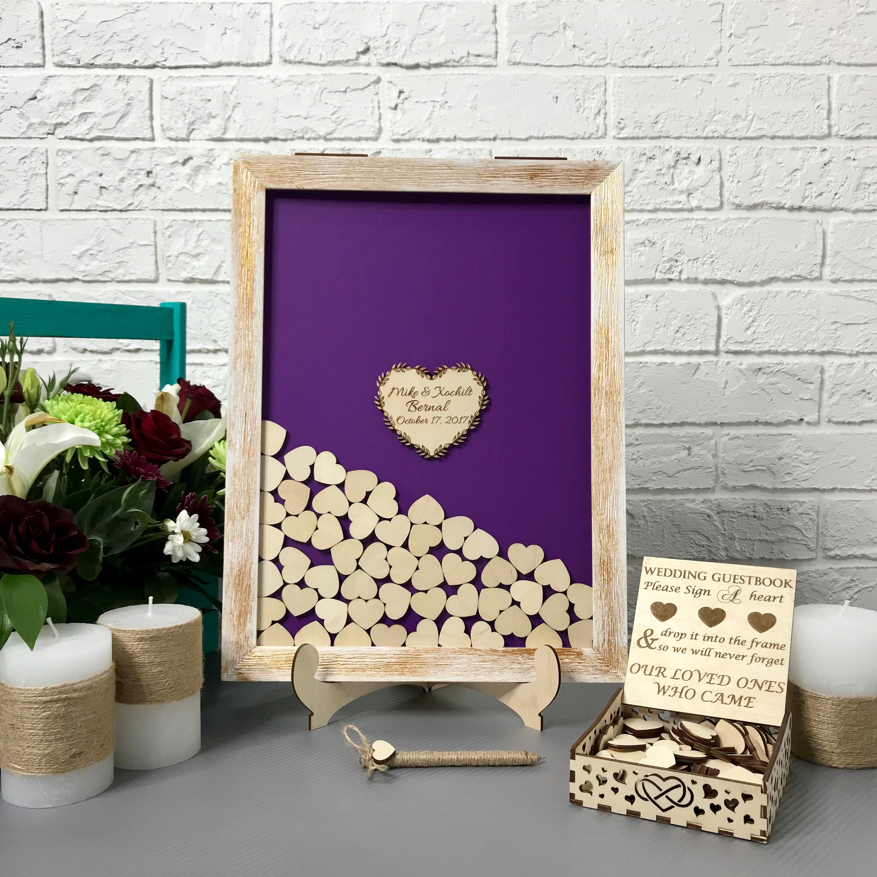 Alternative guest book rustic wedding guest book purple Etsy
