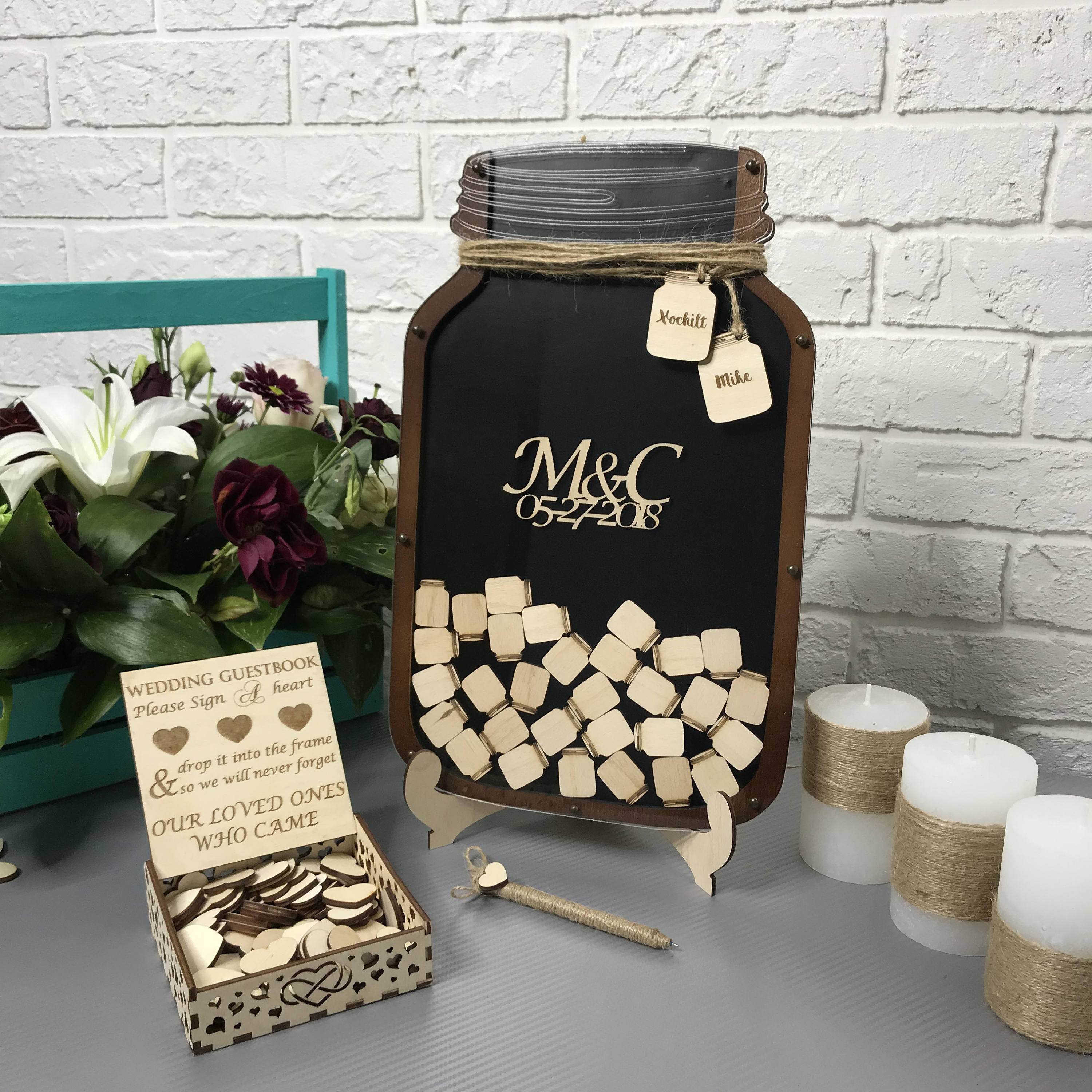 Wedding Guest Book Alternative Wedding guest book Mason jar Etsy