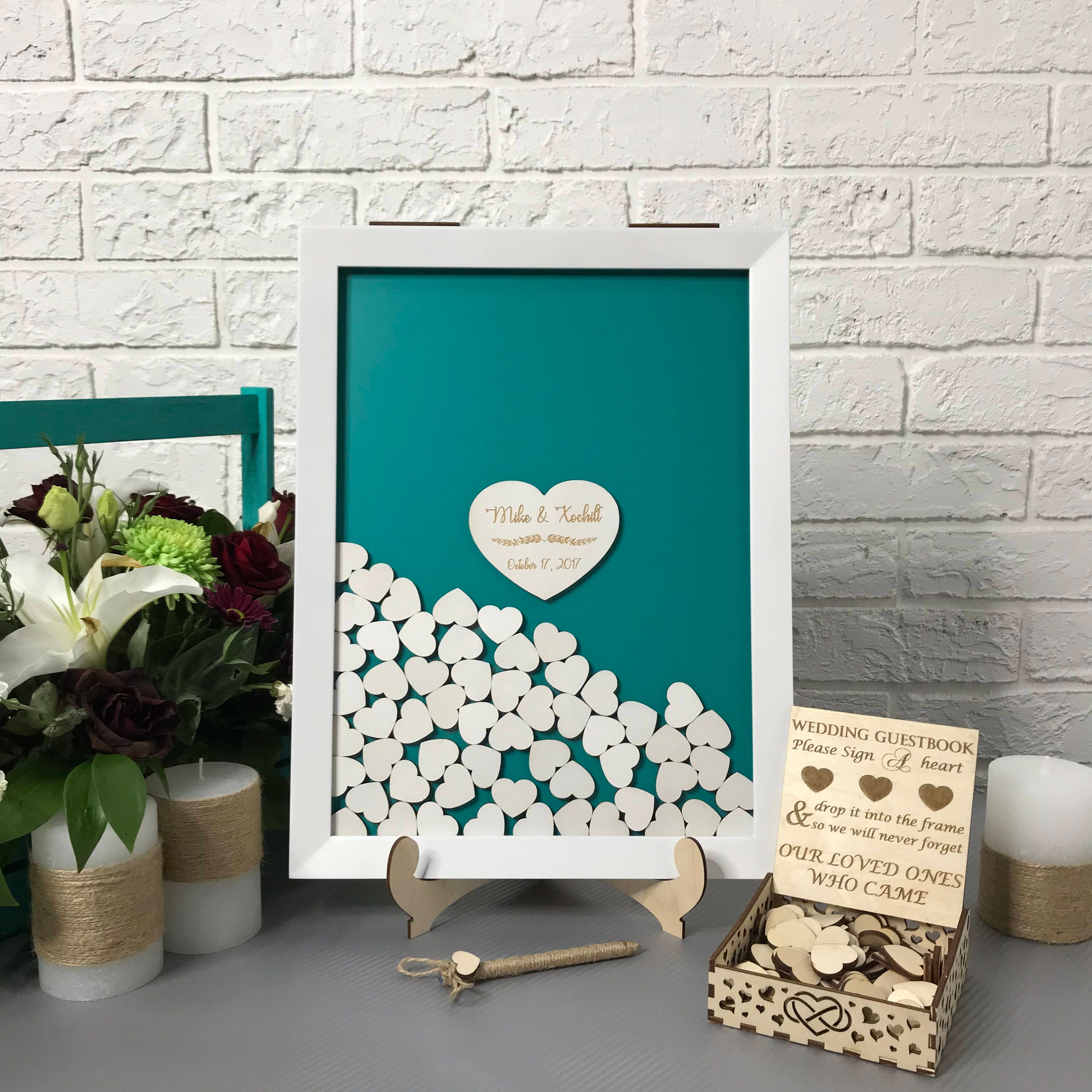 Alternative wedding guest book Wooden frame drop box Wedding Etsy