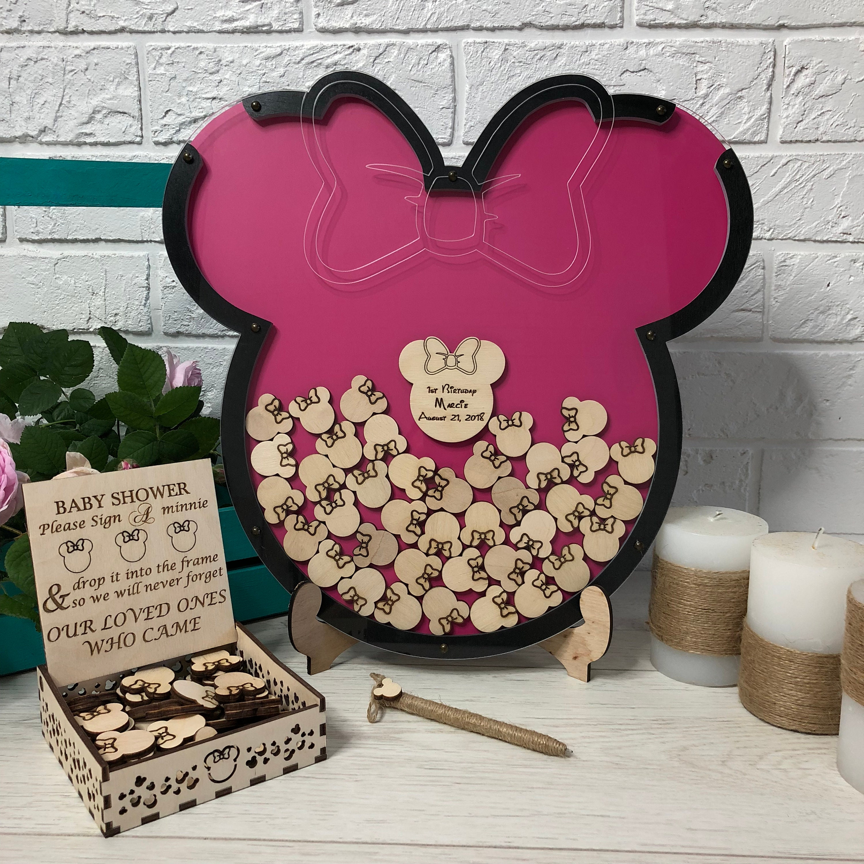 Baby shower guest book Minnie Mouse guest book Wedding guest Etsy