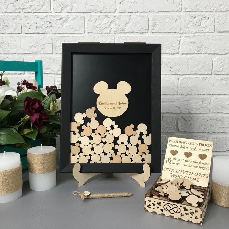 Guestbook Drop top box Drop Box guest book Wedding guest book Guest book idea Mickey Alternative drop box Mickey Mouse wedding