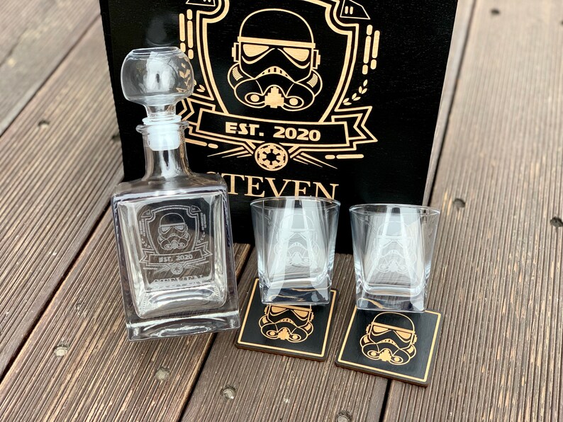 Star Wars Whiskey Decanter Set Stormtrooper Whiskey glasses Etsy