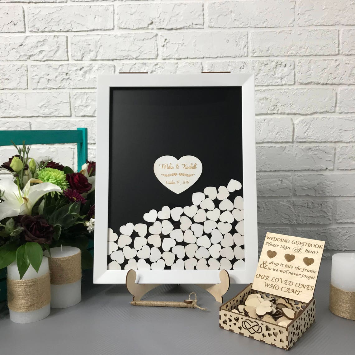 Alternative wedding guest book Wooden frame drop box Wedding Etsy