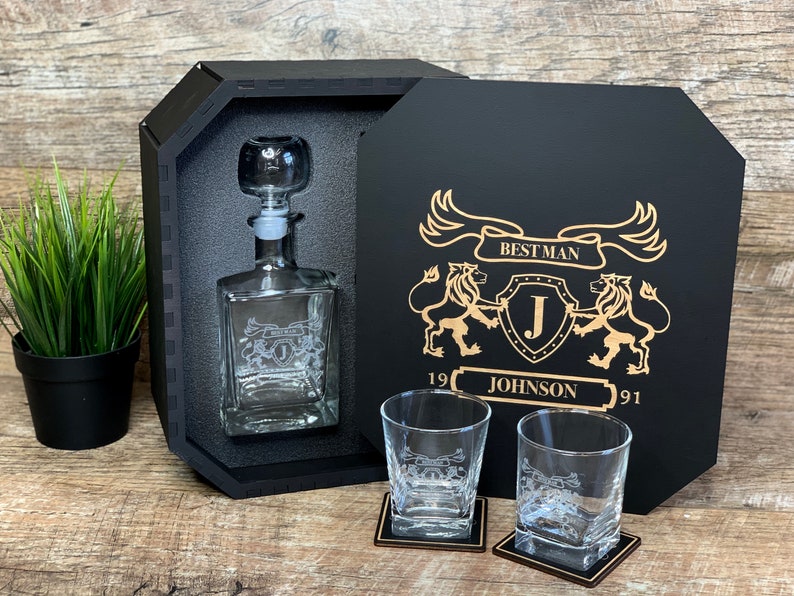 Personalized Whiskey Glasses Set with Box Father Gift Etsy