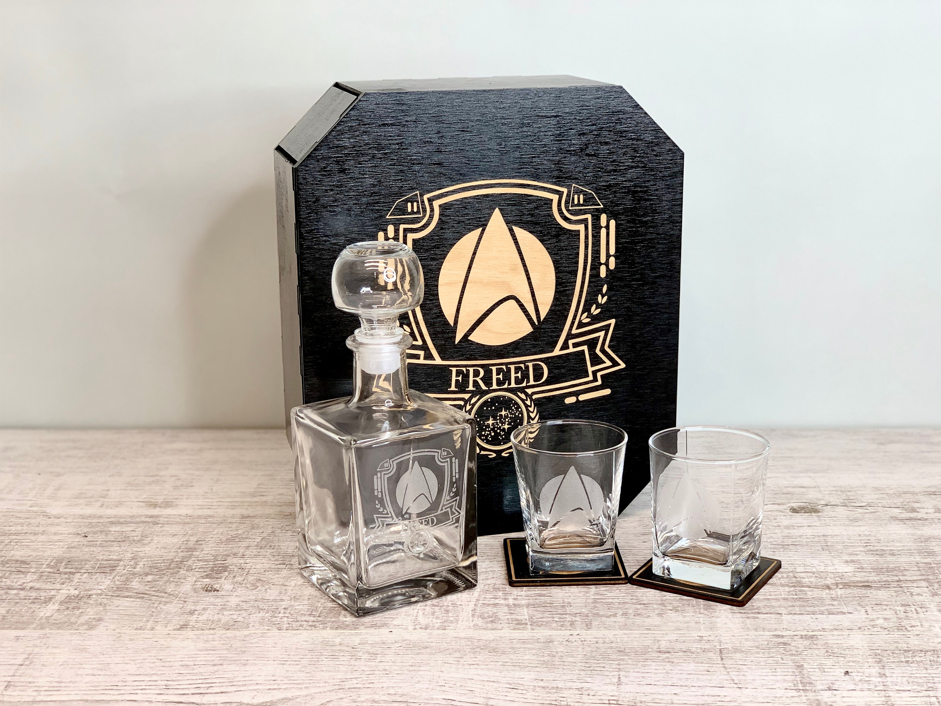 Personalized Star Trek Gift Whiskey Glasses Set with Box Etsy
