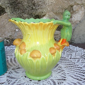 Very Rare Burleigh Ware Art Deco GENIE-PIXIE Jug.  Ceramic, Hand Painted, English 1930s.  Excellent Condition.  UK Buyers. Read Description