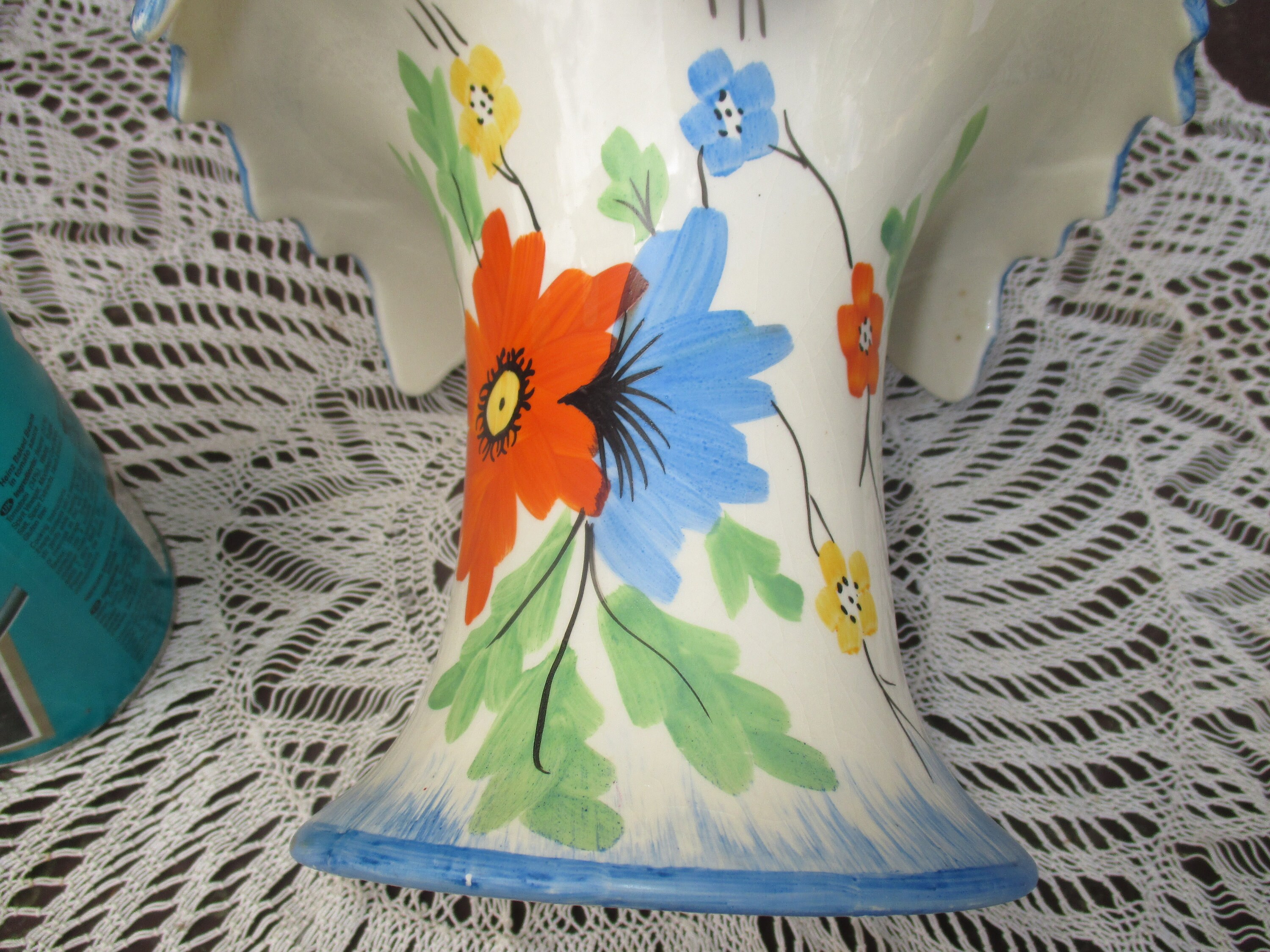 Arthur Wood Art Deco Turn Over Vase. Similar to Myott Evert Wavy Rim