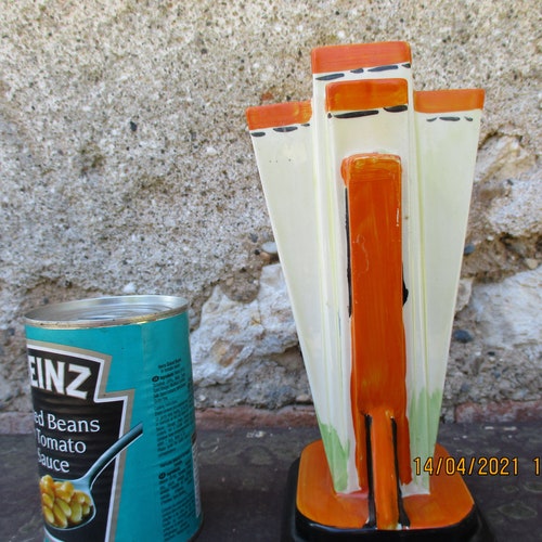 Vintage Myott Art shops Deco Moderne Vase. Rare Pattern, Ceramic, Hand Painted. English 1930s