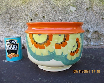 Stunning Myott Art Deco Planter.  Large Size, Ceramic, Hand Painted. 1930s.  Some Staining from Usage.