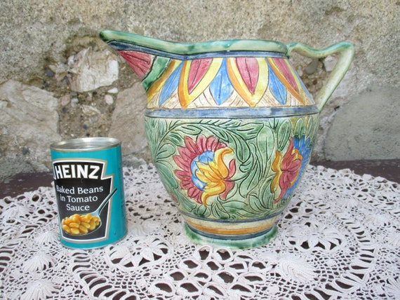 Antique Rare Large Beswick Pottery Jug Sgrafitto Pre Art Deco Etsy