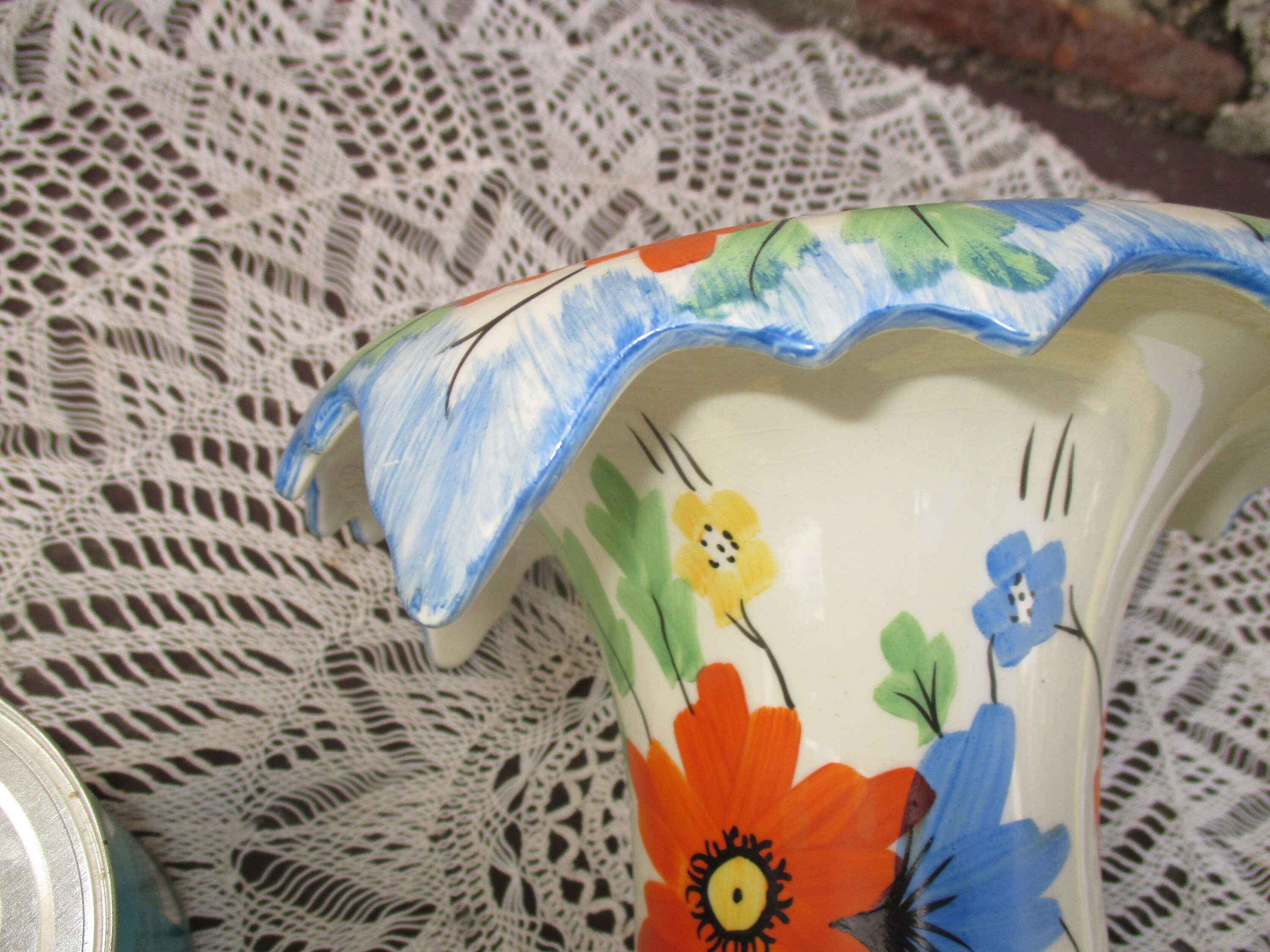 Arthur Wood Art Deco Turn Over Vase. Similar to Myott Evert Wavy Rim