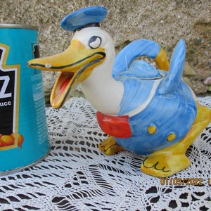 Extremely Rare Wadeheath Donald Duck Tea Pot. Small Size.  With Permission of Disney.  Ceramic, Hand Painted, 1930s. With Clack on Beak