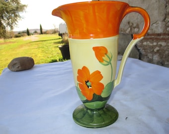 Myott Trumpet Jug  -- Art Deco, English 1930s.  Perfect Classic Myott Design.  Beautfiul.  Read Description for French Postal Charges