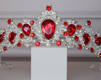 RED♔TIARAさま♡ FAST SHIPPING!! Silver With Red Tiara, Gorgeous Silver Tiara