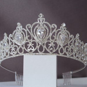 Silver tiara, Zirconium tiara, Bridal tiara set, Crystal crown, Wedding headband, Rhinestone tiara, Tiara for brides, Ballet tiara
