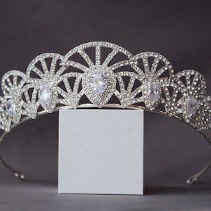 Wedding tiara, Silver tiara, Zirconium crown, Bridal tiara set, Crystal wedding crown, Rhinestone Tiara, Princess tiara, Bridal headband