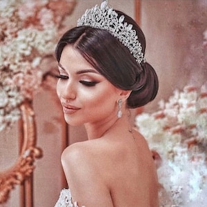Silver Tiara, Bridal Tiara Set, Crystal Crown, Rhinestone Tiara, Floral Wedding Tiara, Bridal Hair Tiara, Princess Tiara, Diamond Tiara