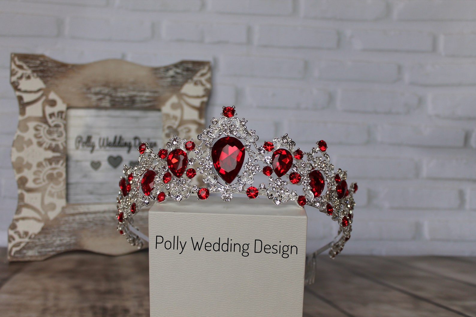 Tiara De Princesa Con Corazón Rojo Y Diamantes De Imitación | Corona De Acrílico Para Cumpleaños, Bodas O Fiestas