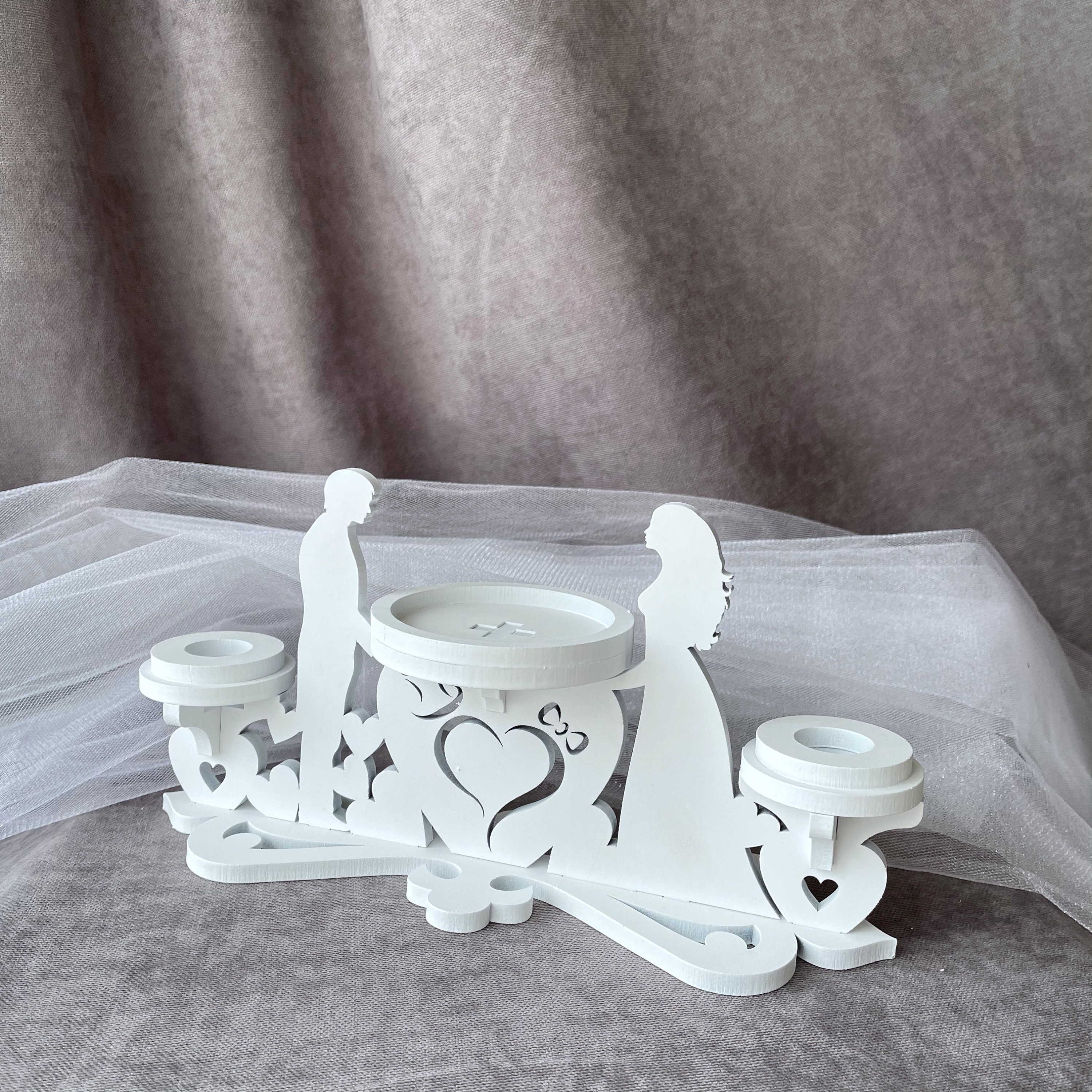 Pink Wedding Unity Candle Set with CrystalsWhite Wooden Etsy