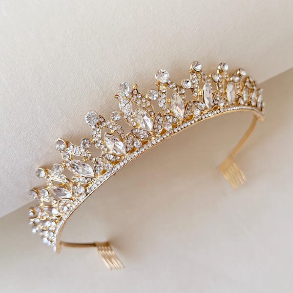 Ballet tiara, Gold tiara, Rhinestone tiara, Wedding crown, Tiara headband, Crystal tiara for brides, Bridal tiara set, Princess tiara