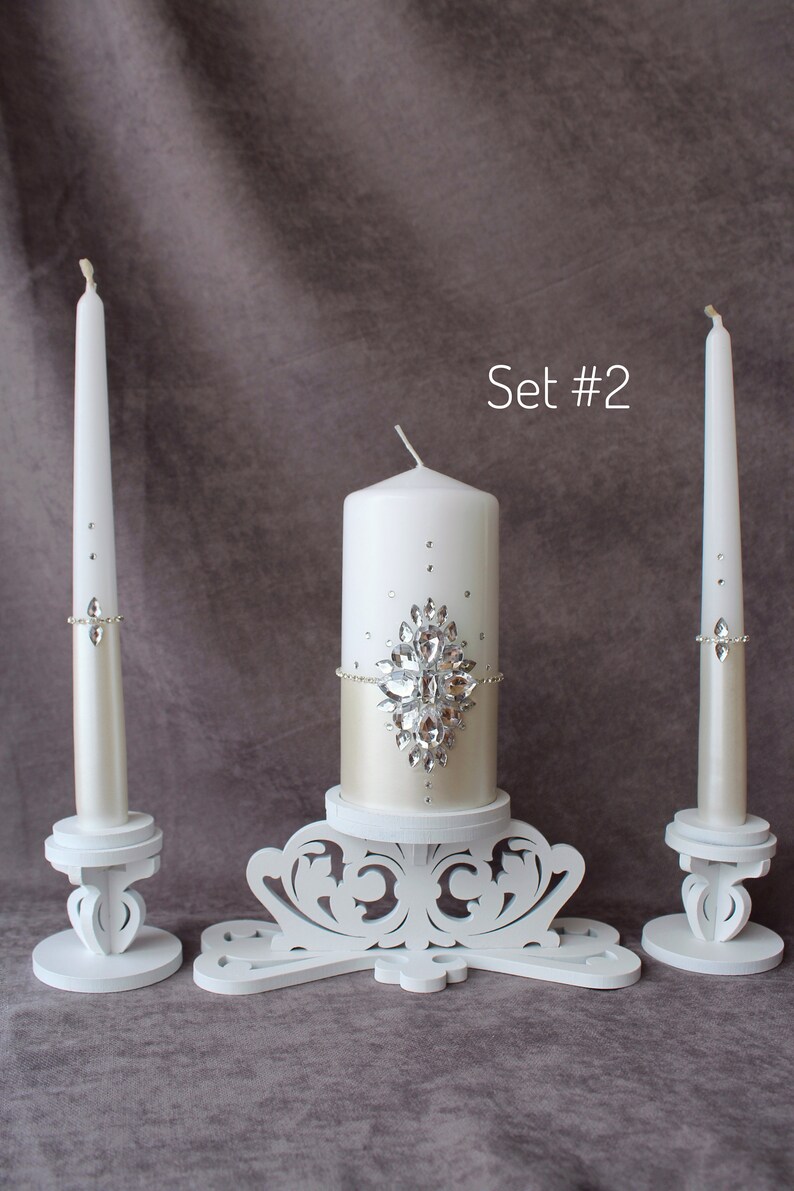Ivory Unity Set of 3 Candles, Ceremony Ivory Unity Candles Set With ...