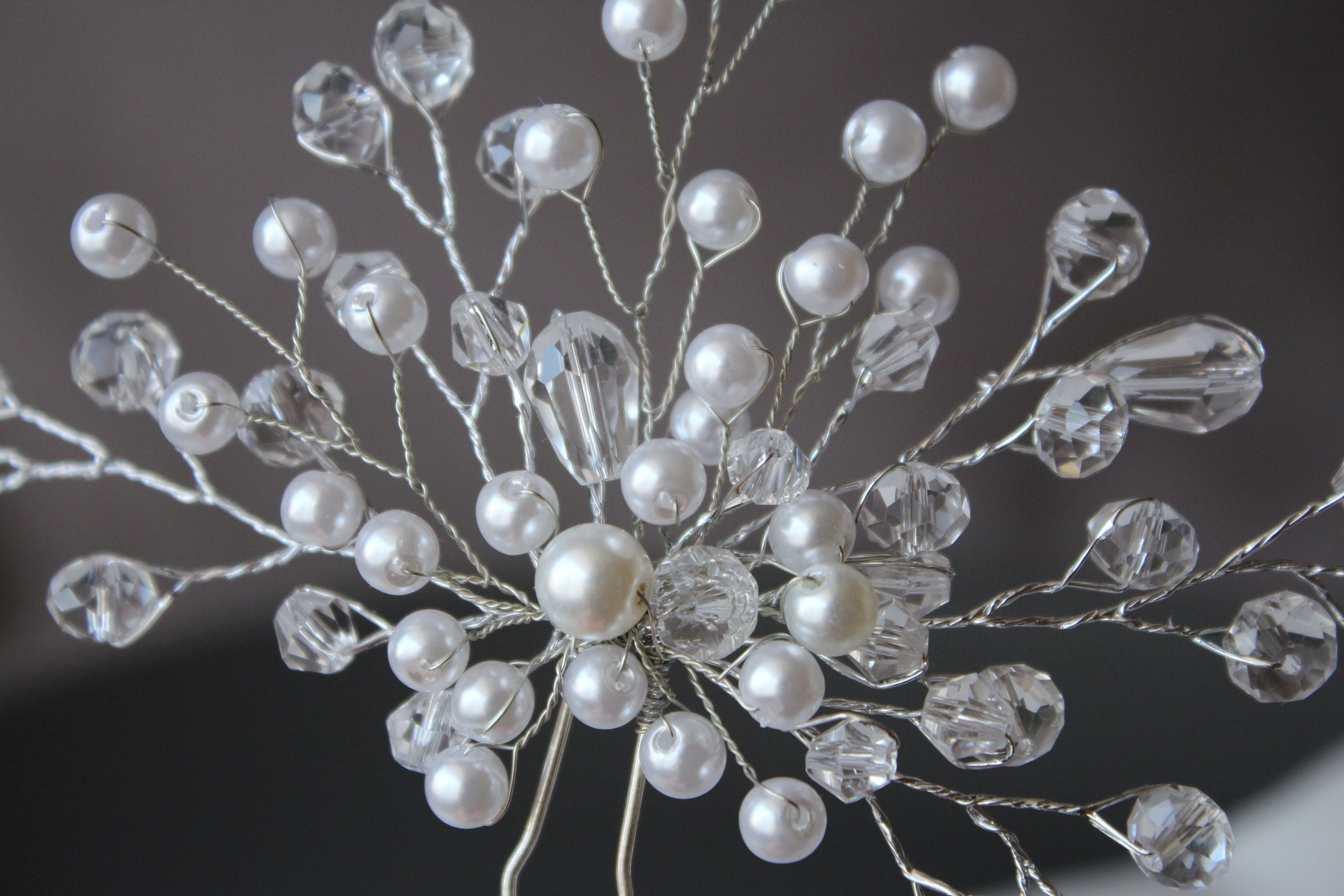 Piper Silver Crystal Bridal Hair Pins Austrian crystal bridal hair pins - Crystal ferns hair pin  main image 2