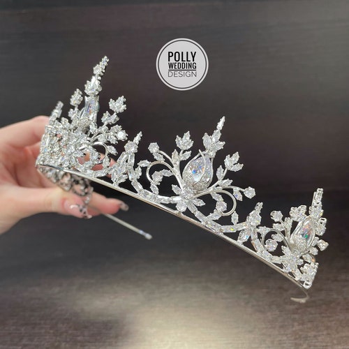 Entirely of zirconium Bridal Tiara,Crystal Tiara with Zirconium,Crystal deals Wedding Crown,Zirconium,Wedding Tiara,Silver Crown,Royal Crown