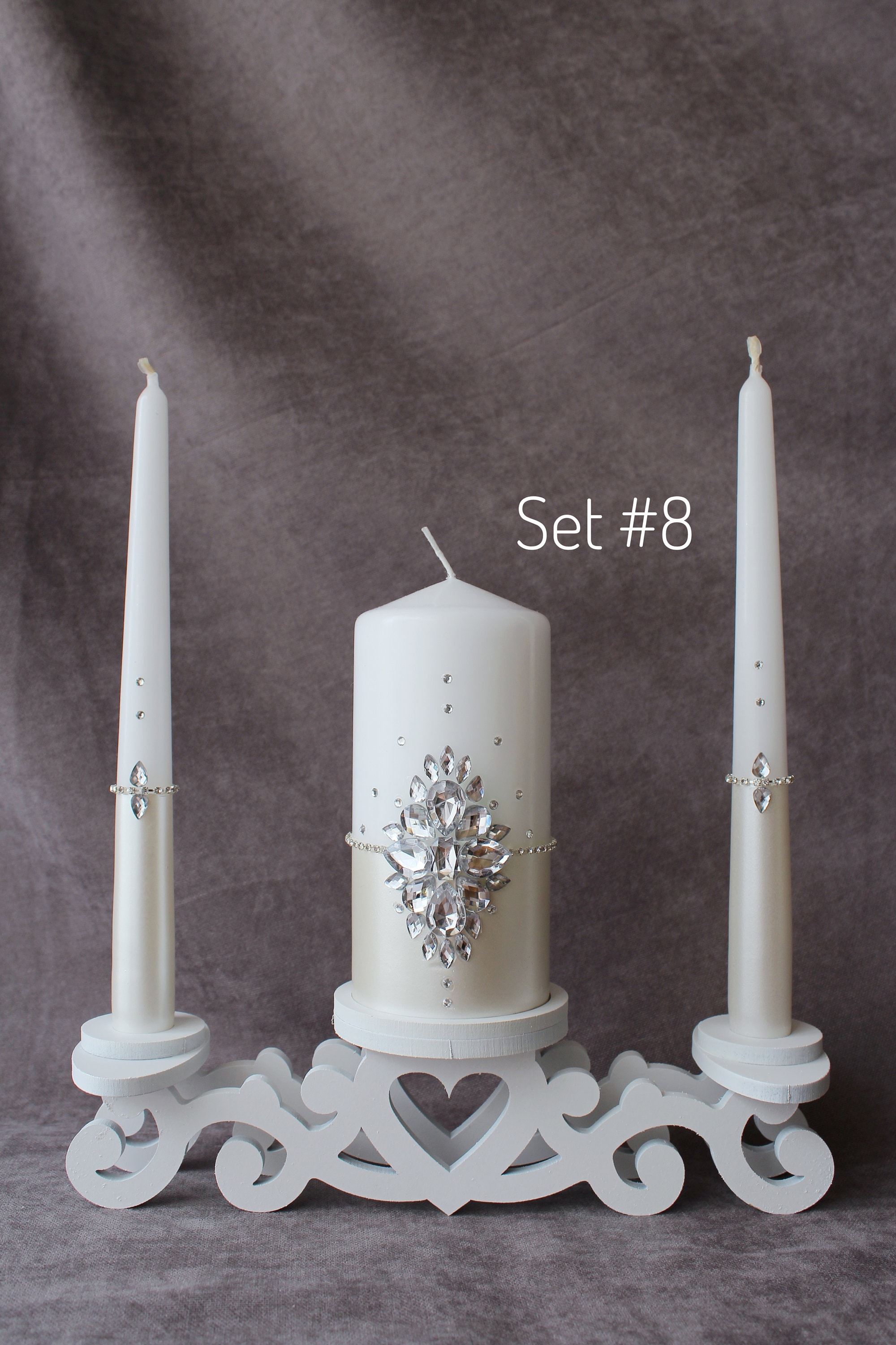 Ivory Unity Set of 3 Candles, Ceremony Ivory Unity Candles Set With ...