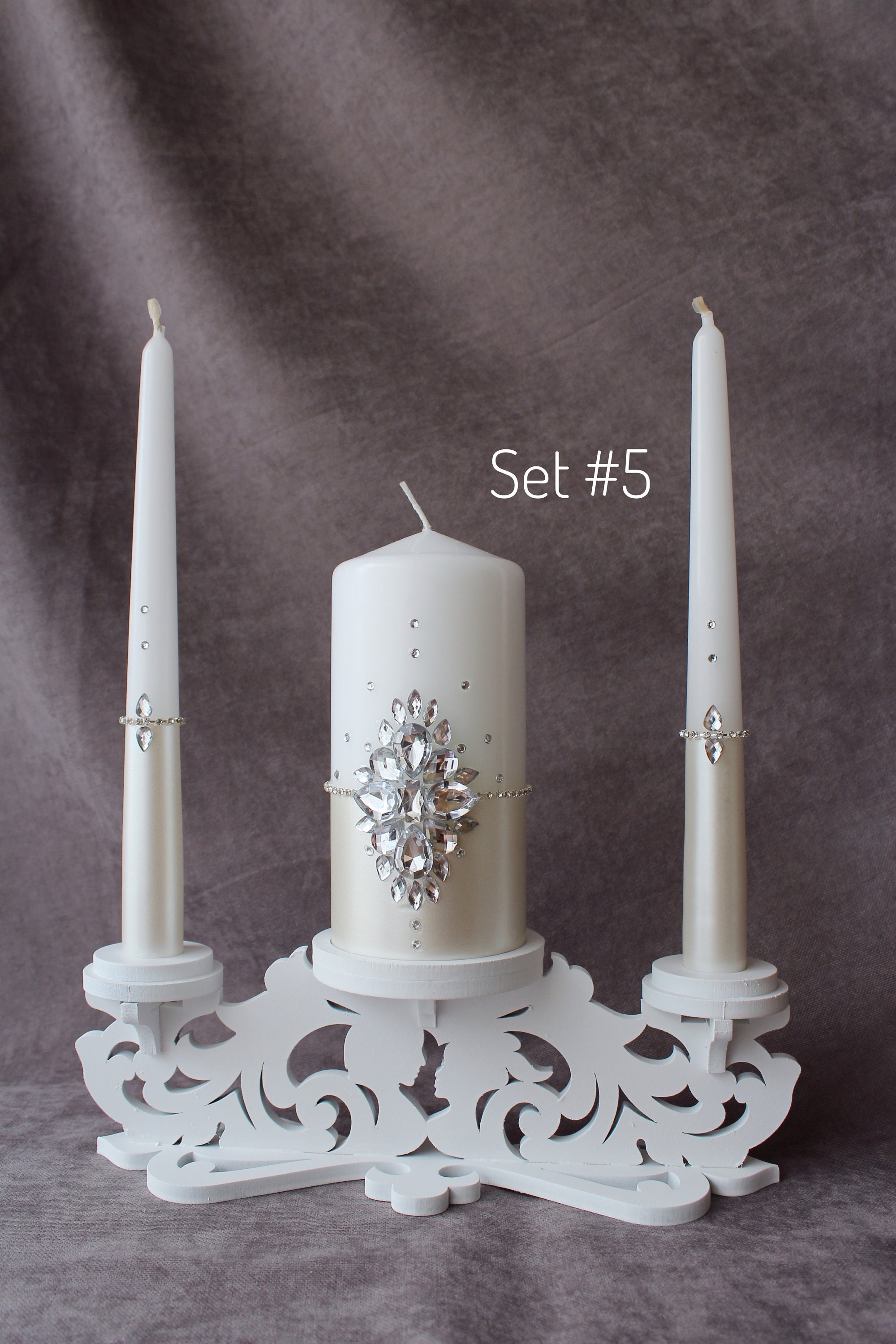 Ivory Unity Set of 3 Candles, Ceremony Ivory Unity Candles Set With ...