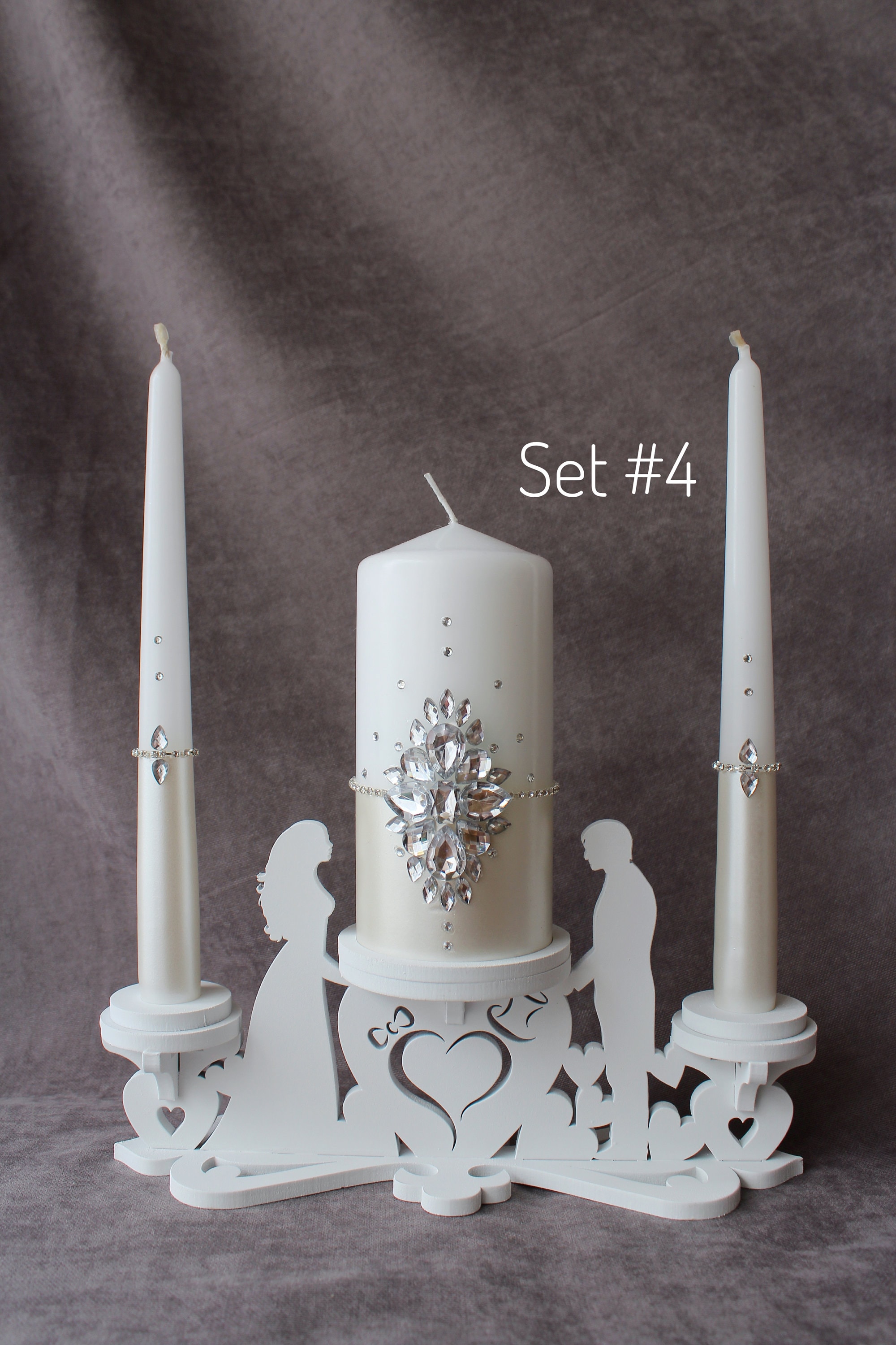Ivory Unity Set of 3 Candles, Ceremony Ivory Unity Candles Set With ...