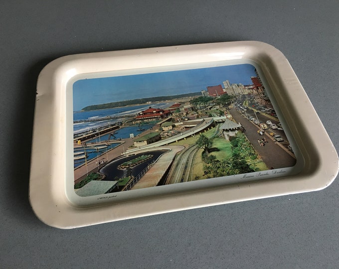 Metalix Rectangular Serving Tray. This Lap Tray Features Marine Parade, Durban, South Africa