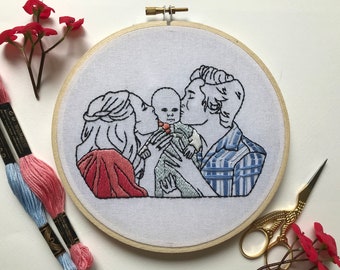 Custom Embroidery Portrait, Embroidery Portrait, Family Portrait, Personalised Gift, Embroidery Hoop Art | MADE TO ORDER