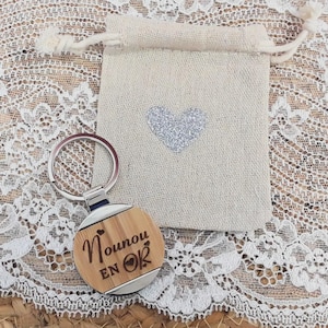 Gegraveerde houten sleutelhanger - Bedankt leraar, atsem, oppas - Gepersonaliseerd eindejaarscadeau - Sleutelhanger