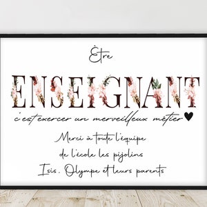Regalo para profesores - Impreso en Francia - Regalo para profesores, educadores, entrenadores - Póster A4 o A3 - Texto personalizable
