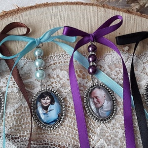 Medalhão com foto para buquê de noiva - Joias de casamento personalizadas - Memorial para falecidos - Presente feito à mão