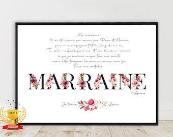Personalized gift for godmother / Special offer / Personalized text poster, thank you godmother poster, low-cost gift