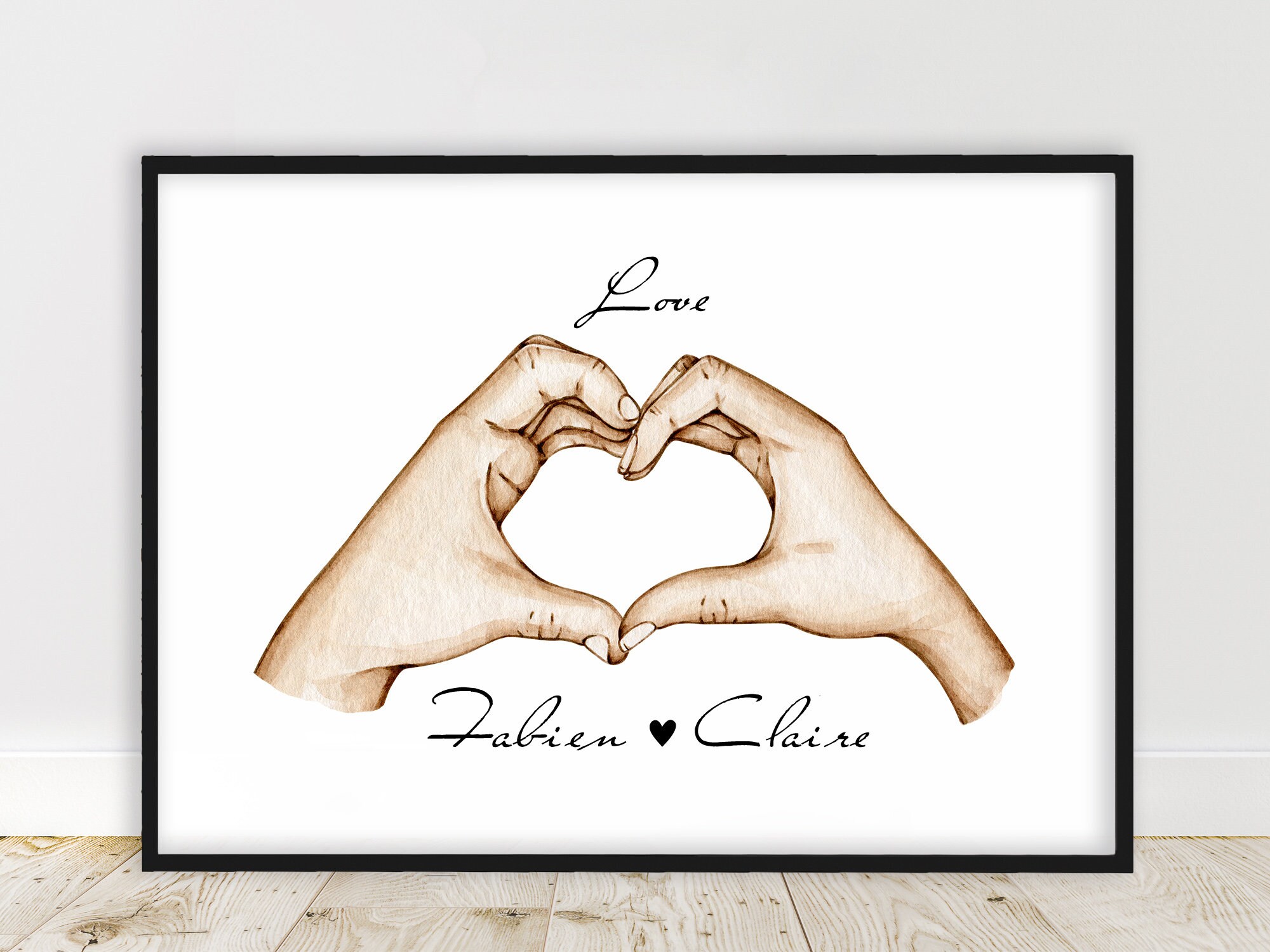 Portrait Personnalisé, Affiche Couple Love, Texte et Couleur Personnalisable, Amour Couple, Cadeau P