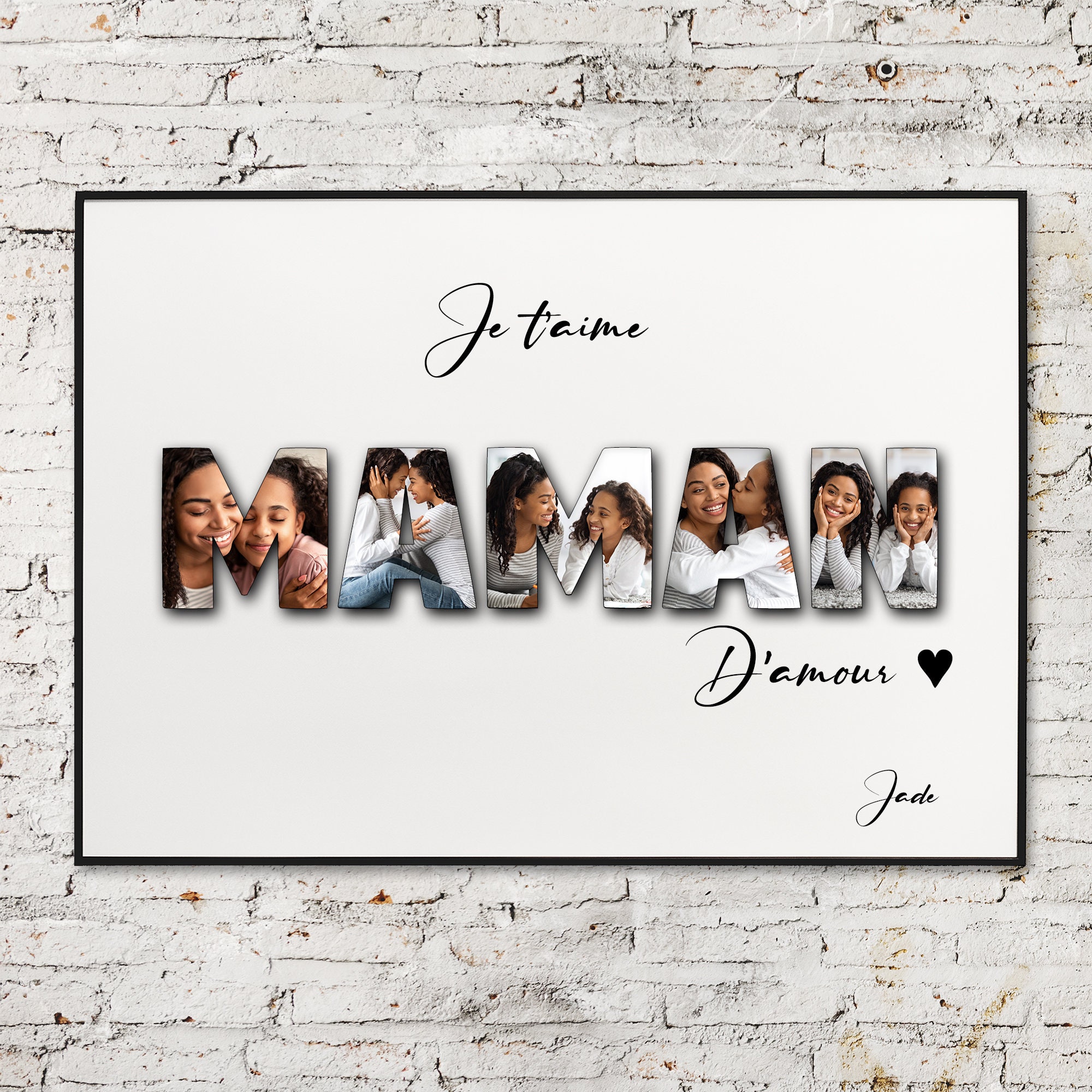 Cadeau Pour Maman, Cadeau Papa/Promo/ Affiche Photo Mot Personnalisé, Bon Anniversaire Mamie, Texte 