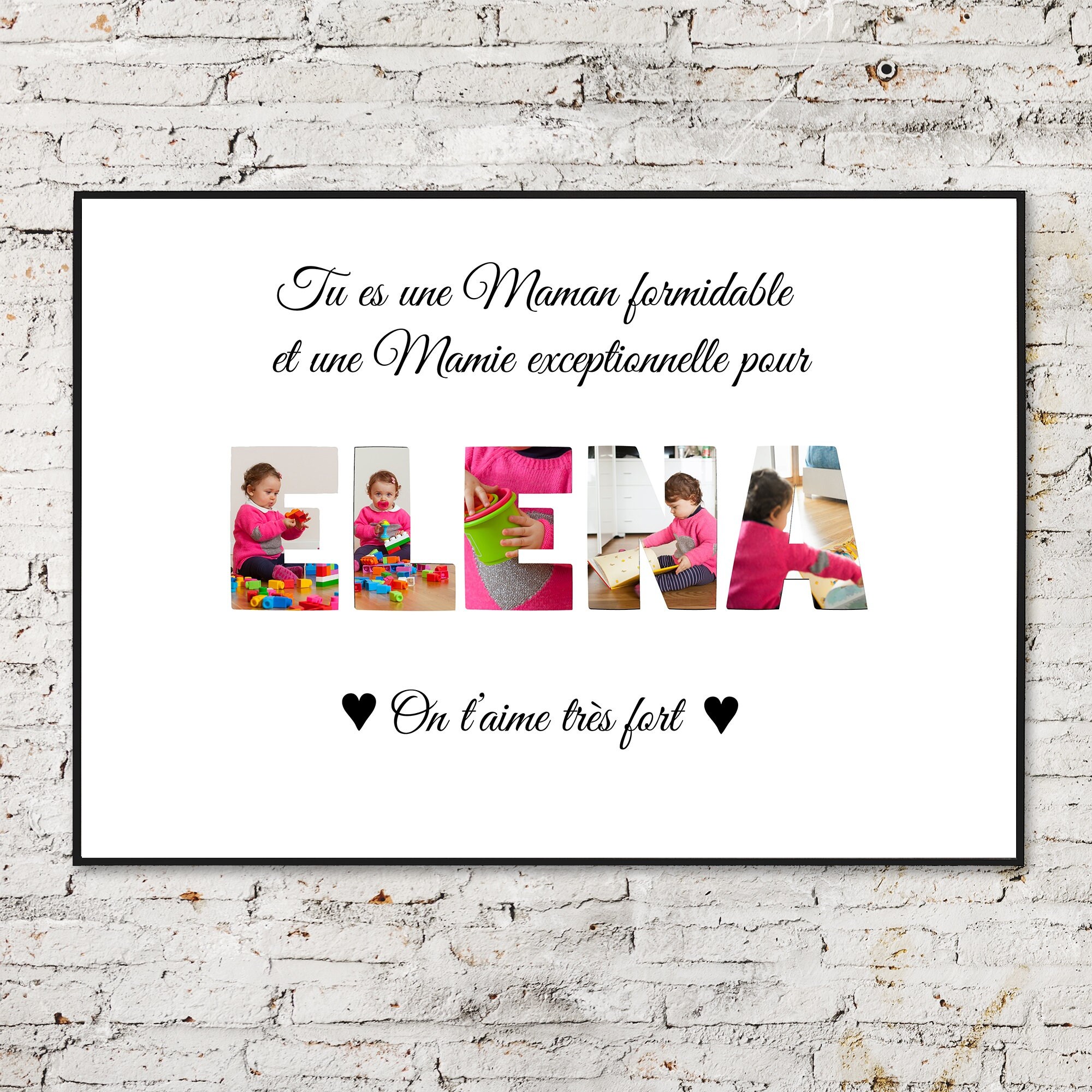 Cadeau Pour Mamie, Affiche Photos Mot Personnalisé, Affiche Joli avec Photos, Cadeau Fête Des Grands