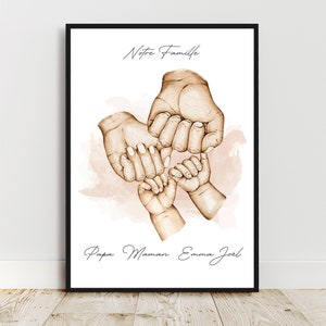 Póster familiar personalizado, formato A3-A4-A5 o A6, regalo de papá, regalo de mamá, retrato familiar, regalo personalizado económico