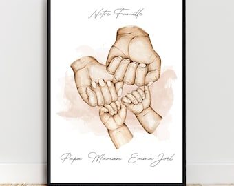 Personalized family poster, A3-A4-A5 or A6 format, dad gift, mom gift, family portrait, inexpensive personalized gift