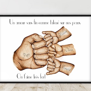 Regalo del Día del Padre, Póster A6 / A5 /A4 /A3 Retrato personalizado, regalo del abuelo, regalo para papá, color y texto personalizables