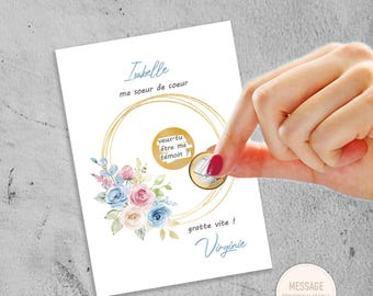 Richiesta di testimone di matrimonio romantico, gratta e vinci per matrimonio boho, testo personalizzabile, testimone maschile, richiesta di damigella d'onore