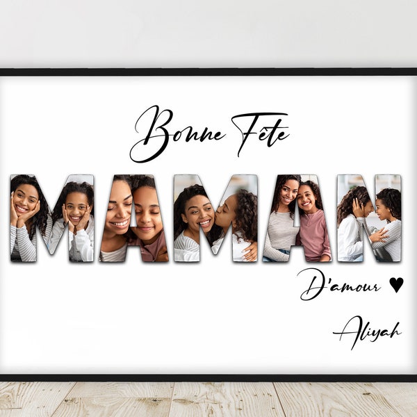 Geschenk zum Muttertag / PROMO / Personalisiertes Wort-Foto-Poster, Happy Mother's Day-Poster, anpassbarer Text und Empfänger