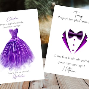 Woman and or man witness request card, pretty wedding announcement, customizable color/text, will you be my witness, my best man