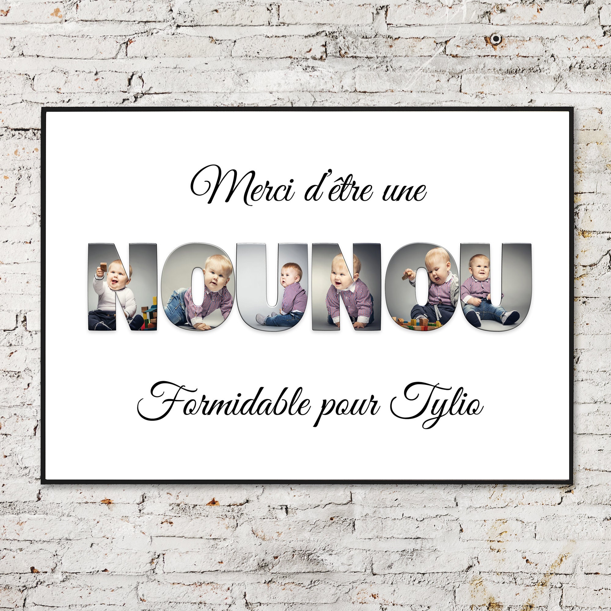 Affiche Nounou, Affiche Photos Mot Personnalisable, Affiche Joli avec Photos, Marraine, Mamie, Tata