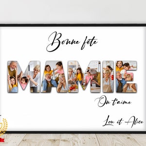 Cadeau pour MAMIE, fête des grands mères / PROMO/ Affiche photo mot personnalisé, Affiche bon anniversaire Mamie, texte personnalisable