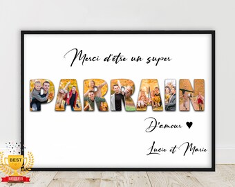 Gift for Godfather, gift for Godmother / PROMO / Personalized photo word poster, Happy birthday Grandma poster, customizable text
