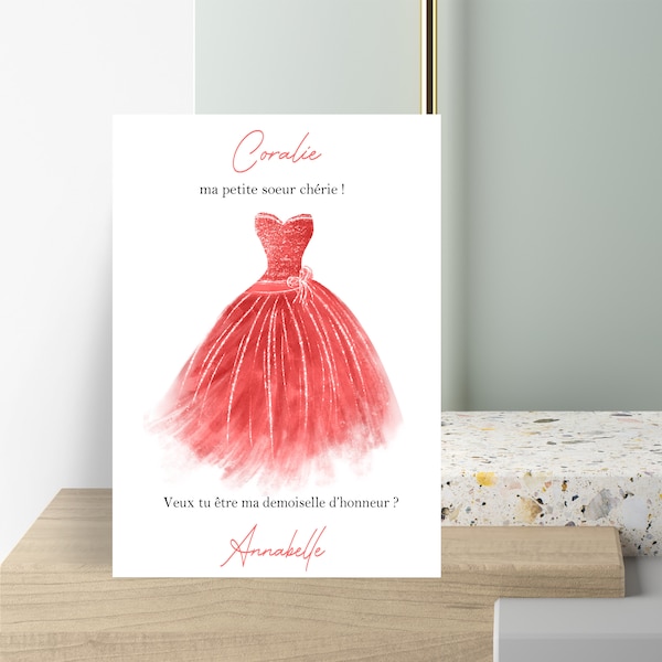 Witness Request Card, Customizable color and text, wedding announcement, will you be my bridesmaid, will you be my witness